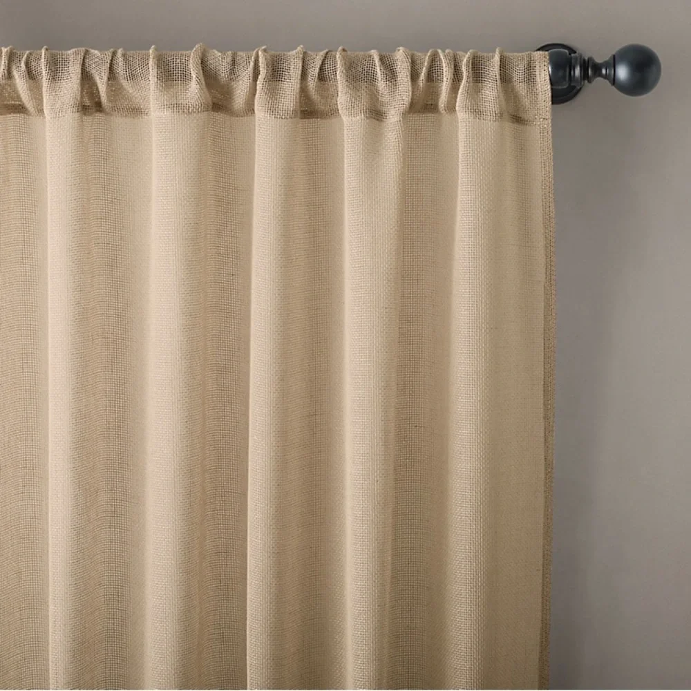Pair2 New Restoration Hardware Open Weave Linen Drapery Rod Pocket 50X108
